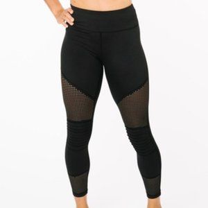 Zyia Active Black Moto Style  Light N Tight High Perforated Leggings